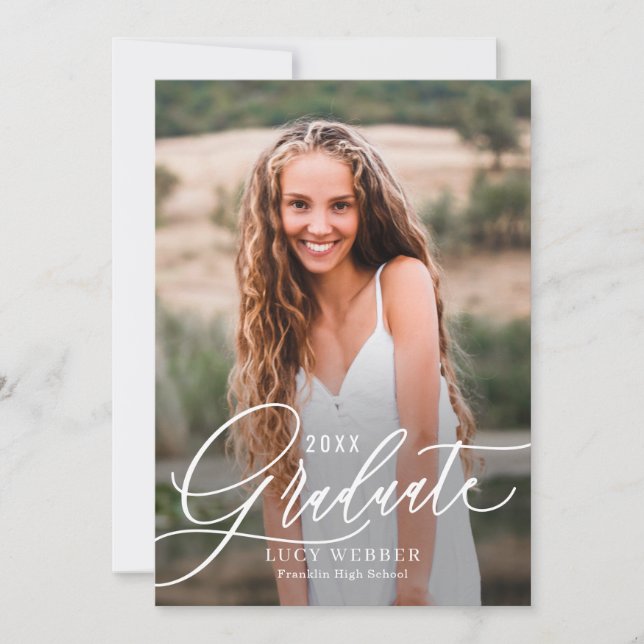 Fein gepennter Abschluss Ankündigung Einladung (Vorderseite)