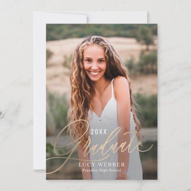 Fein gepennter Abschluss Ankündigung Einladung (Vorderseite)