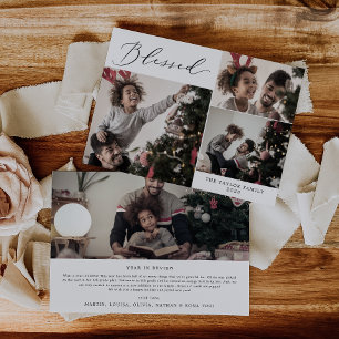 Fein gesegneter 4-Foto-Weihnachtsbrief Feiertagskarte