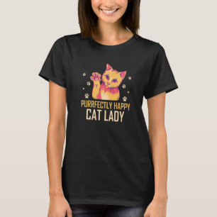 Fein glückliche Katze Lady Cat Mama Schöne Katze D T-Shirt