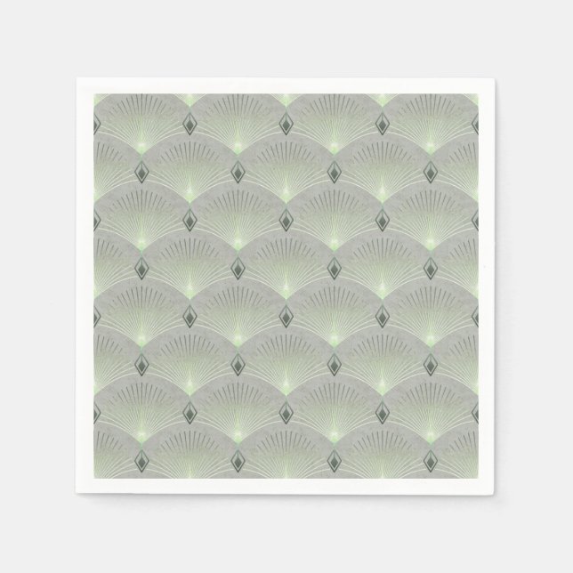 Fein grün und grau, Art Deko. Serviette (Vorderseite)