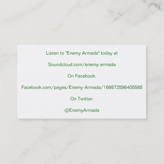 Feindliche Armada-Werbeaktion-Karte Visitenkarte (Rückseite)