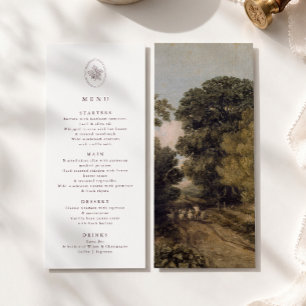 Feine alte Waldlandschaft-Hochzeitsmenükarte Menükarte