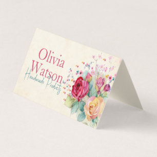 Feine Beige und rosafarbene Wasserfarbe Visitenkarten