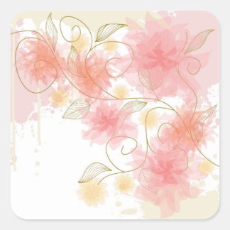 Feine Blume-Aufkleber Quadratischer Aufkleber