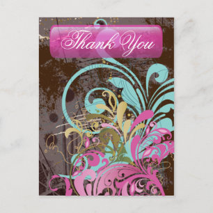 Feine Blume Cool Süße Mädchen Retro Blumenmuster Postkarte