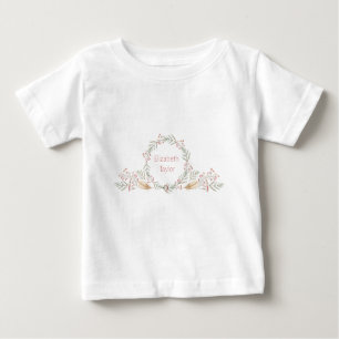 Feine Blume und Federn Monogramm Baby T-shirt