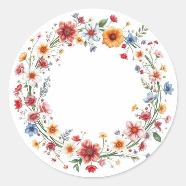 Feine Blumenkleber Runder Aufkleber (Vorderseite)