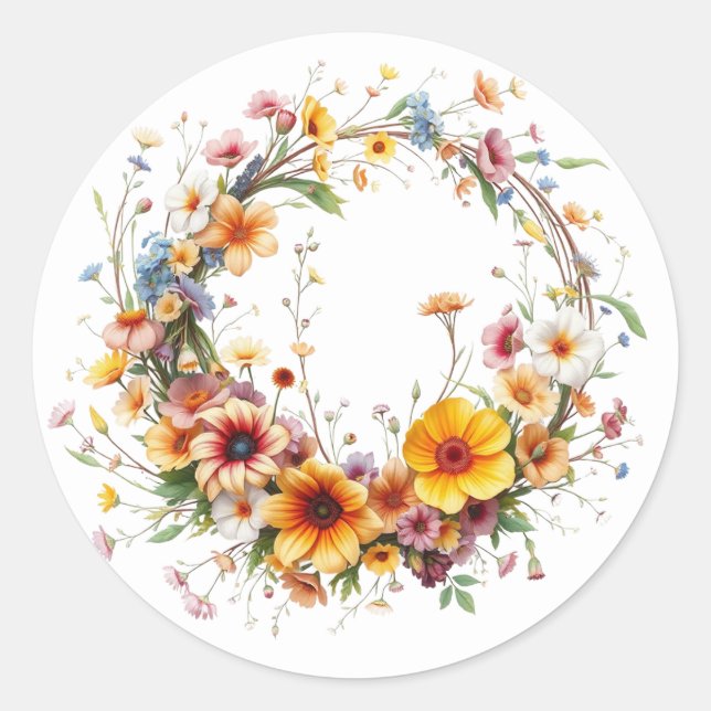 Feine Blumenkleber Runder Aufkleber (Vorderseite)