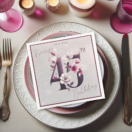 Feine Blüte individuell anpassbar 45. Geburtstag Serviette