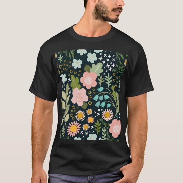 Feine Blüte: Nahtlose Vintage Schönheit. T-Shirt (Vorderseite)