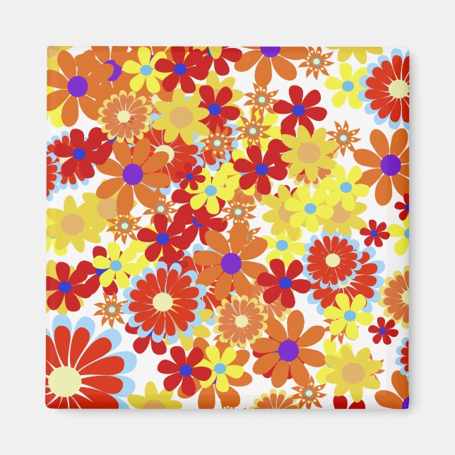 Feine Coole Blume Niedlich Giro Retro Magnet (Vorne)