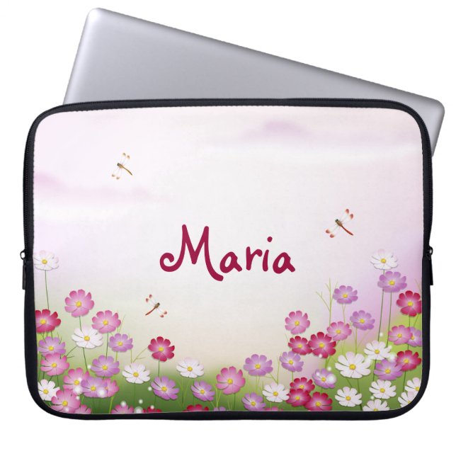 Feine Coole Niedliche Girly Retro Blumenmode Laptopschutzhülle (Vorderseite)