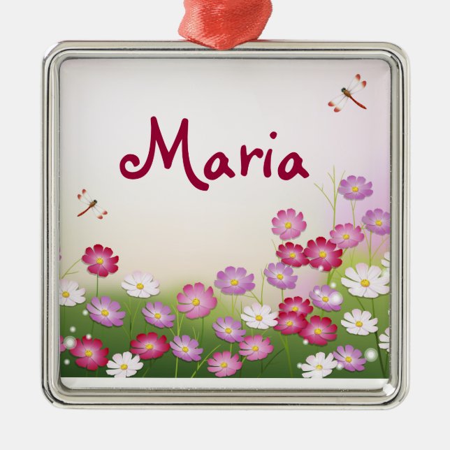 Feine Coole Niedliche Girly Retro Blumenmode Ornament Aus Metall (Vorne)