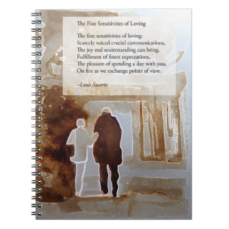 Feine Empfindlichkeit des liebevollen gewundenen Notizblock