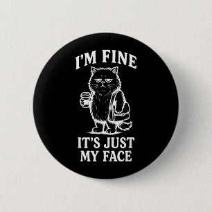 Feine Gesichtslinien Kunst Pallass Katze Kaffeelie Button