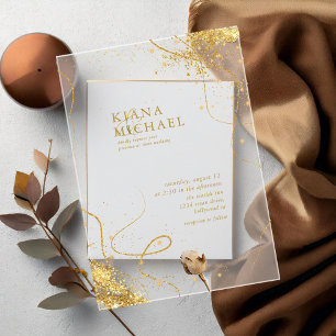 Feine Goldlinien Abstrakte Hochzeit Transparente I Acryleinladungen