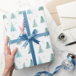 Feine grüne Bäume Weihnachten Geschenkpapier