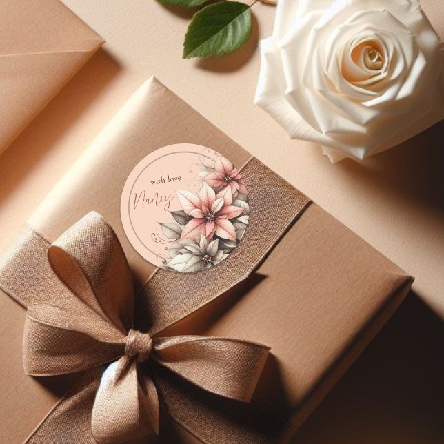 Feine, individuell anpassbare Blüte Runder Aufkleber (Von Creator hochgeladen)