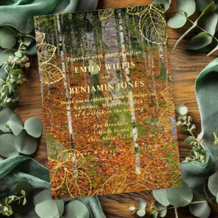 Feine Kunst Gustav Klimt Wald Natur Hochzeit Folieneinladung
