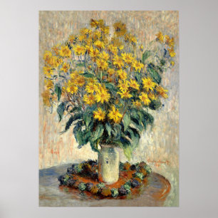 Feine Kunst, Topinambur-Blumen Claudes Monet Poster