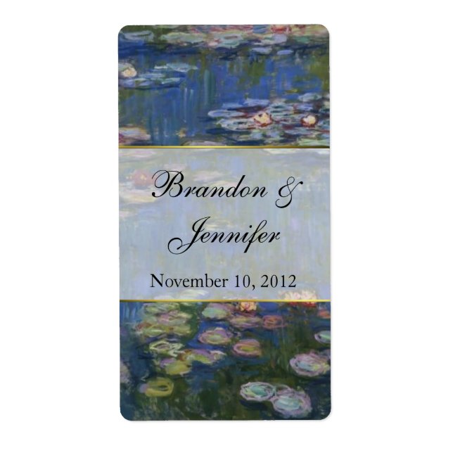 Feine Kunst, Wasser Lilies Mini Wine Labels (Vorne)