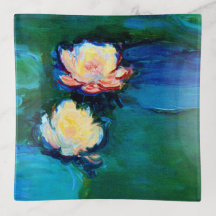 Feine Kunst zwei Wasser-Lilien-Blumen-Claudes