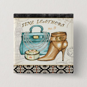 Feine Ledertasche und Schuh Button