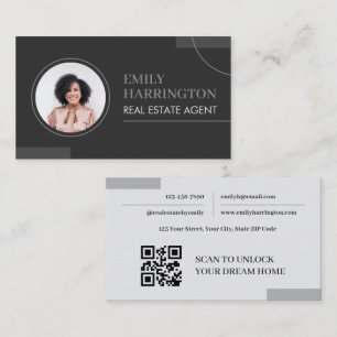 Feine Linien Foto QR-Code Immobilienmakler Neutral Visitenkarte