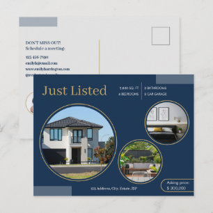 Feine Linien Immobilienmaklerin Navy Postkarte
