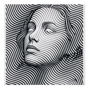 Feine Linien Kunst Frau Portrait Schwarz Weiß Flee Poster