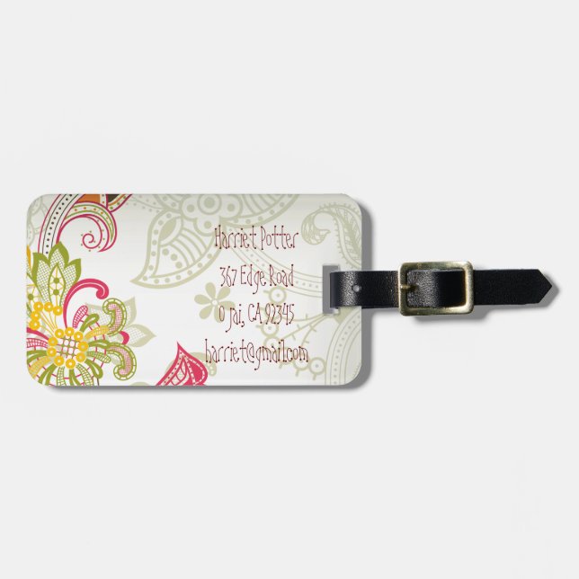 Feine Niedliche Coole Girly Retro Blumenmode Gepäckanhänger (Vorderseite horizontal)