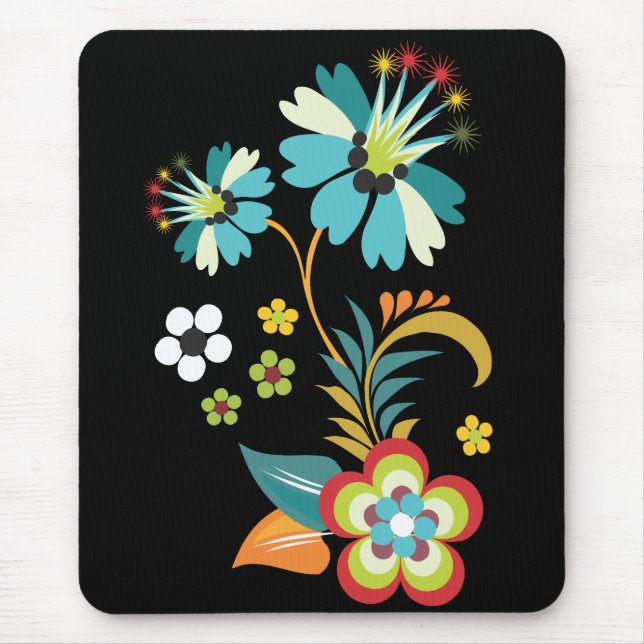 Feine Niedliche Coole Girly Retro Blumenmode Mousepad (Vorne)