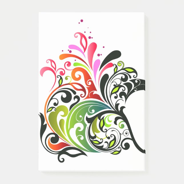 Feine Niedliche Coole Girly Retro Blumenmode Post-it Klebezettel (Vorderseite)