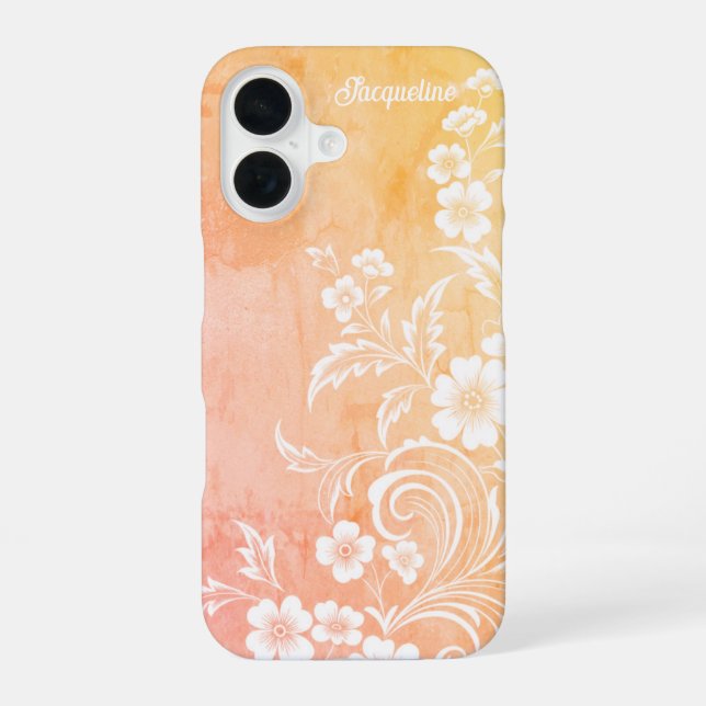 Feine Pfirsich und weiße Blume iPhone 16 Hülle (Rückseite)