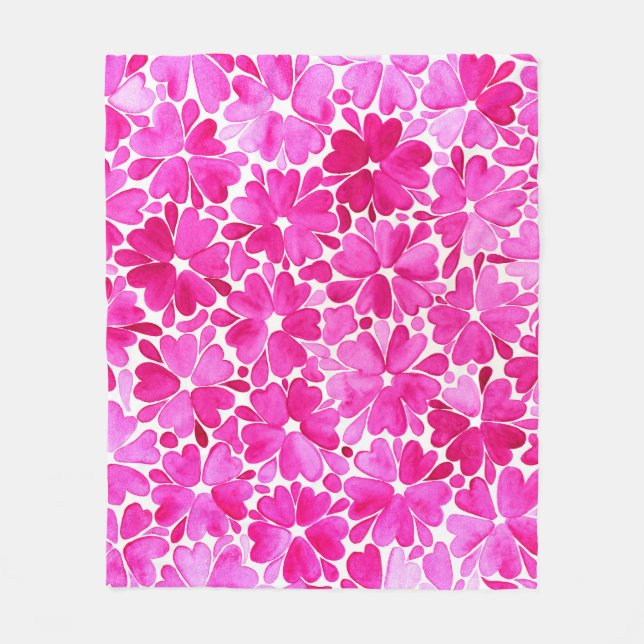 Feine rosa Blume Fleecedecke (Vorderseite)
