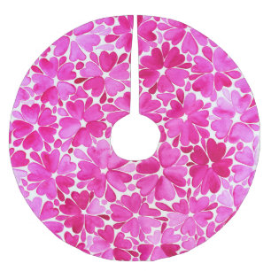Feine rosa Blume Polyester Weihnachtsbaumdecke