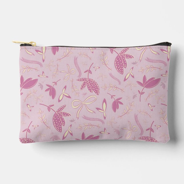 Feine rosa Blume und Bögen Zubehörtasche (Vorderseite)