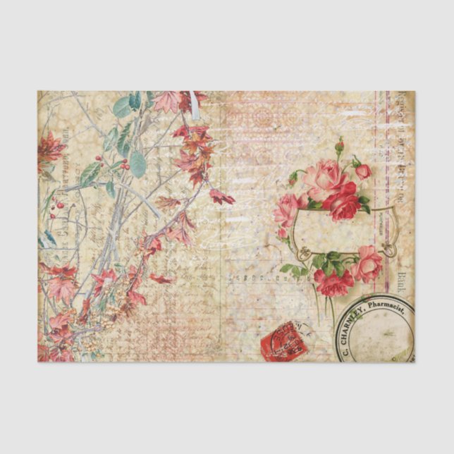 Feine rosa Blume und Rose Seidenpapier (Vorderseite)