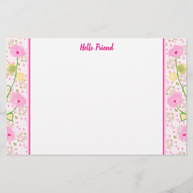 Feine Rosa Blüte Briefpapier (Vorderseite)