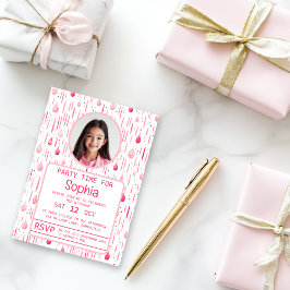 Feine rosa Muster Geburtstag Einladung