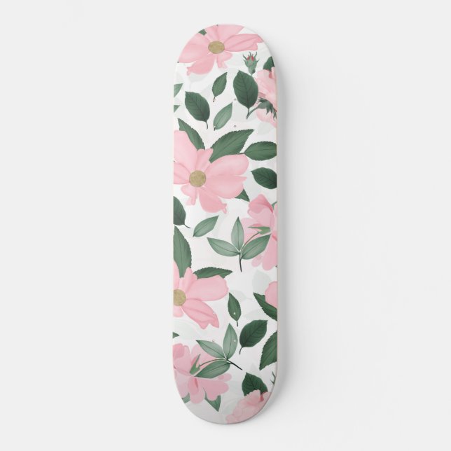 Feine rosa Rosen Blumenbilder Skateboard (Vorderseite)