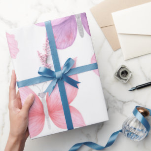 Feine rosa Schmetterlinge Geschenkpapier