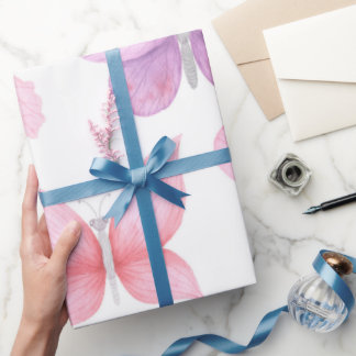 Feine rosa Schmetterlinge Geschenkpapier