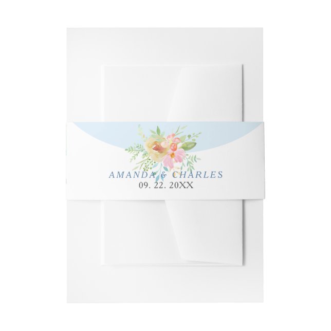 Feine, rosa und gelbe Blumenstrauß Einladungsbanderole (Vorderseite Beispiel)