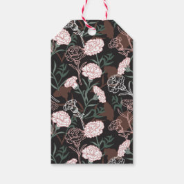 Feine rosafarbene Nelken mit grünen Blätter Geschenkanhänger