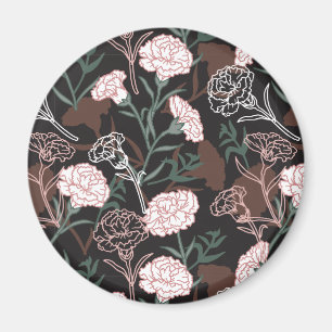 Feine rosafarbene Nelken mit grünen Blätter Magnet