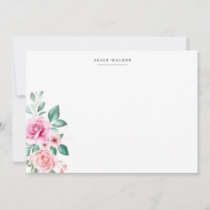 Feine, rosafarbene Rosen - Geschmackskarte Mitteilungskarte