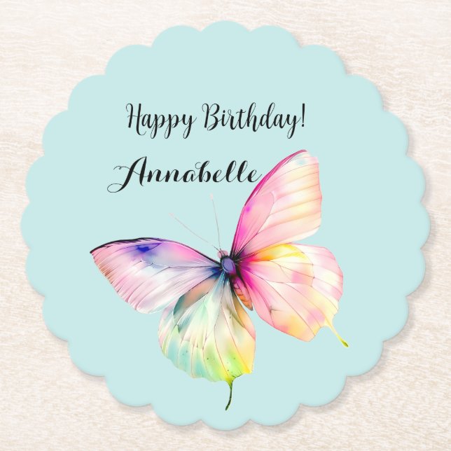 Feine rosafarbene Schmetterlinge in Pastellfarben Untersetzer (Vorderseite)