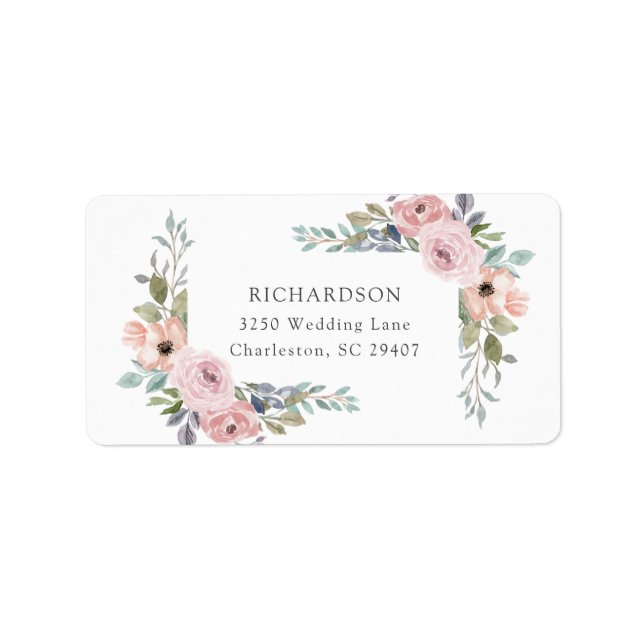 Feine Rose | Blumenhochzeit Adressaufkleber (Vorne)